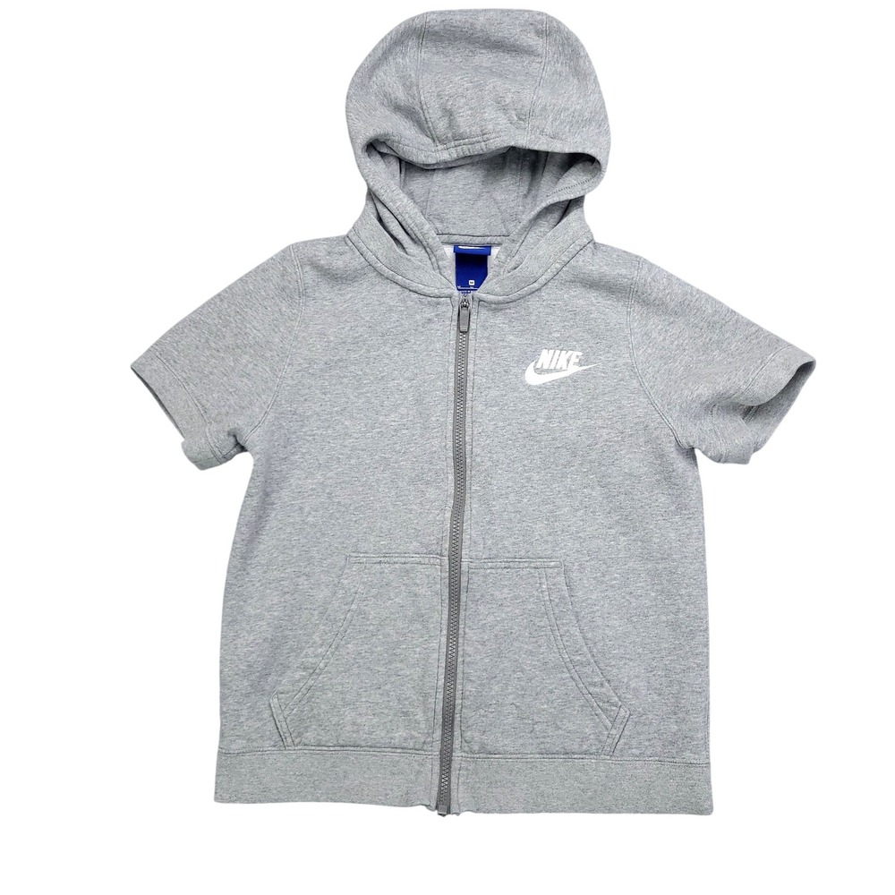 Nike Hoodie Youth Medium Gray Full Zip Short Sleeve Fleece Sweatshirt‎ Jacket
